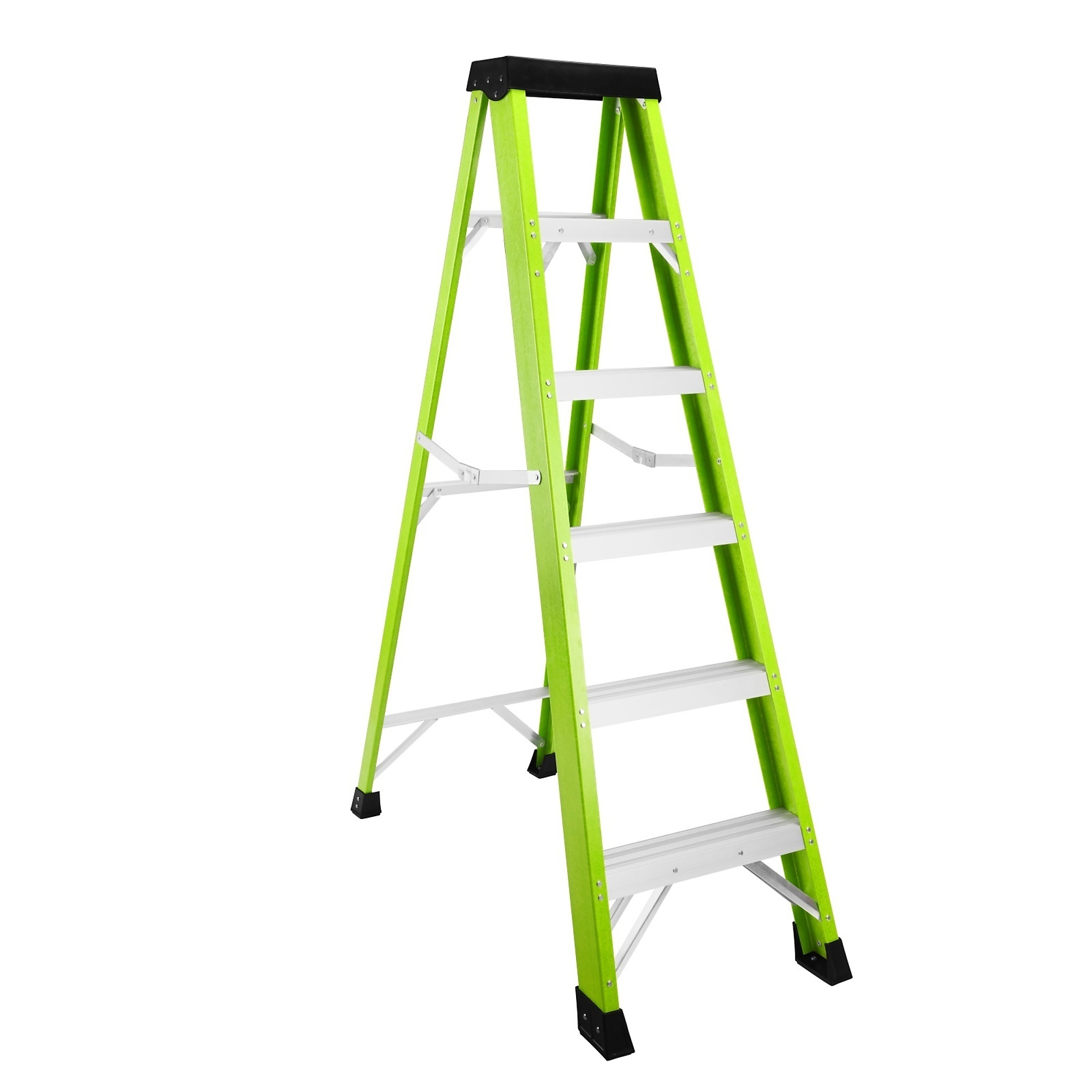 5.2 ft. Fiberglass Insulation Single-Sided Step Ladder (10 ft. Reach) with Tool Holder, 330 lb. Load Capacity, Green